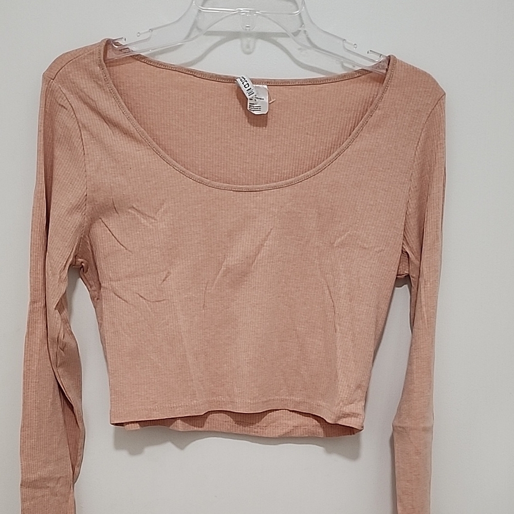 Dividee Peach Long Sleeve Crop Top
